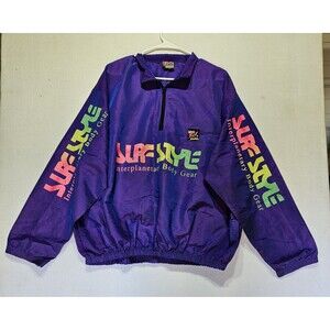 Vintage 90’s Surf Style Iridescent Quarter Zip Windbreaker Purple Blue One Siz